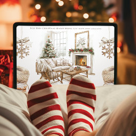 Gezellige kerst Kaart met foto en Waterverf kunst