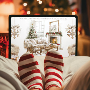 Gezellige kerst Kaart met foto en Waterverf kunst