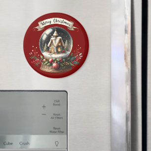 Gezellige Kerst Sneeuw Wereldbol Cottage Scene Magneet