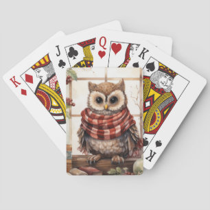 Gezellige kerst Uil Hartverwarmende Winter Leuke U Pokerkaarten