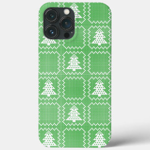 Gezellige kerstboom lelijke trui geruit patroon iPhone 13 pro max hoesje