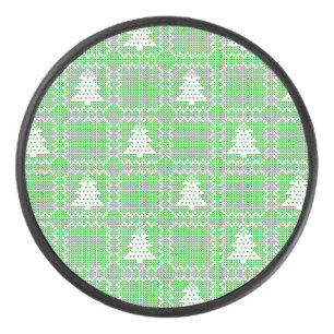 Gezellige kerstboom lelijke trui geruit patroon hockey puck