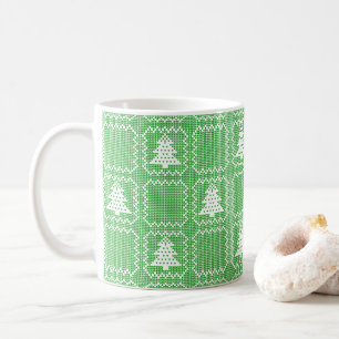Gezellige kerstboom lelijke trui geruit patroon koffiemok