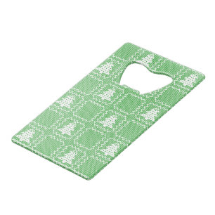 Gezellige kerstboom lelijke trui geruit patroon kredietkaart flessenopener