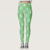 Gezellige kerstboom lelijke trui geruit patroon leggings (Voorkant)