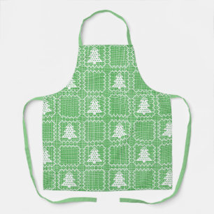 Gezellige kerstboom lelijke trui geruit patroon schort
