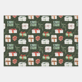 Gezellige kersthaard, Cadeaus & Bomen Vakantie Inpakpapier Vel