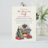 Gezellige kersthaard oudejaarsfeest kaart (Staand voorkant)