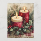 Gezellige kerstkaarsen feestdagenkaart (Voorkant)