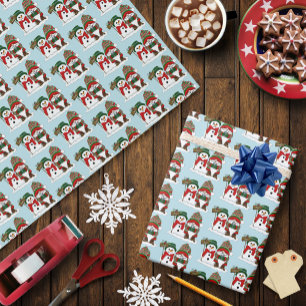 Gezellige Kerstkabouter Sneeuwman Winter Vakantie Cadeaupapier