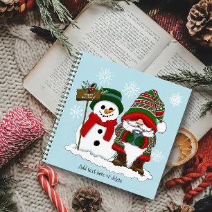 Gezellige Kerstkabouter Sneeuwman Winter Vakantie Notitieboek