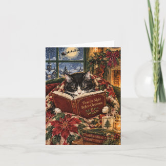 Gezellige Kerstkat Kerstkaart Tuxedo Kat Kaart