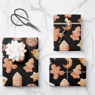 Gezellige kerstkoekjes inpakpapier vel