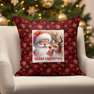 Gezellige Kerstkussen Cute Sinterklaas en Rudolph Kussen