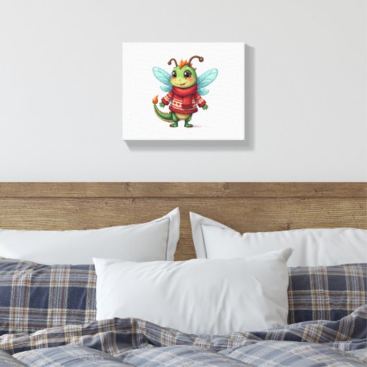 Gezellige kerstlibel canvas afdruk (Insitu (Slaapkamer))