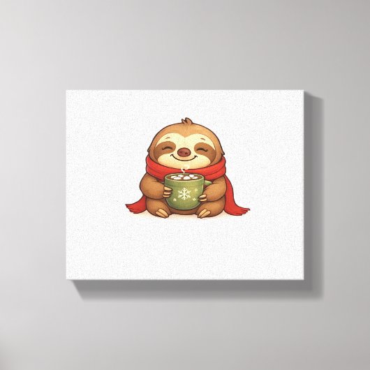 Gezellige kerstluiaard met warme chocolademelk – S Canvas Afdruk (Voorkant)