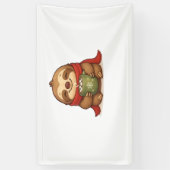 Gezellige kerstluiaard met warme chocolademelk – S Spandoek (Verticaal)