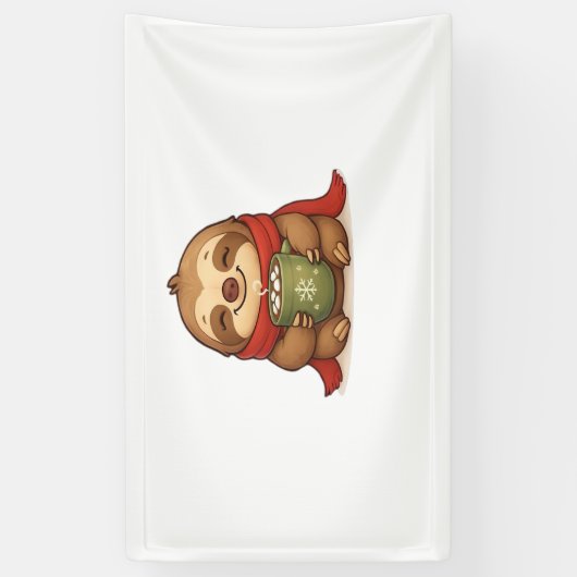 Gezellige kerstluiaard met warme chocolademelk – S Spandoek (Verticaal)