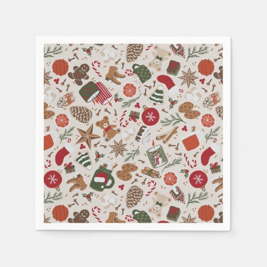 Gezellige Kerstmis & Spice Servet (Voorkant)