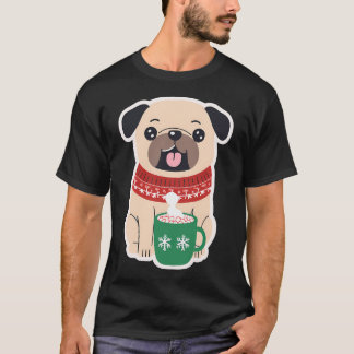 Gezellige Kerstmops met Warme Chocolade T-shirt