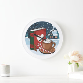 Gezellige kerstnacht met warme cacao grote klok