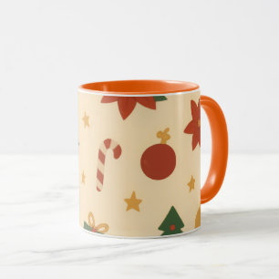 Gezellige kerstpatroon met cadeaus en bomen mok