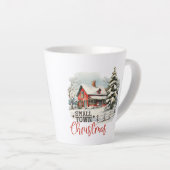  gezellige kerstscène in het boerderij van de klei latte mok (Rechterhoek)