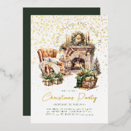 Gezellige kerstvakantie Folie Invitation Uitnodiging