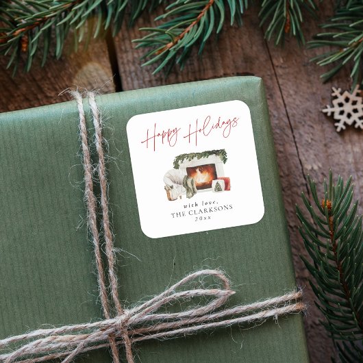 Gezellige kerstvakantie vierkante sticker