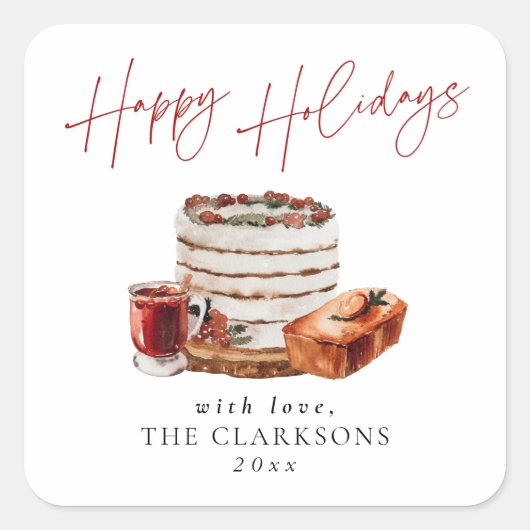 Gezellige kerstvakantie vierkante sticker (Voorkant)