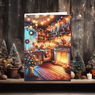 Gezellige keuken Vintage Kerstmis Kaart