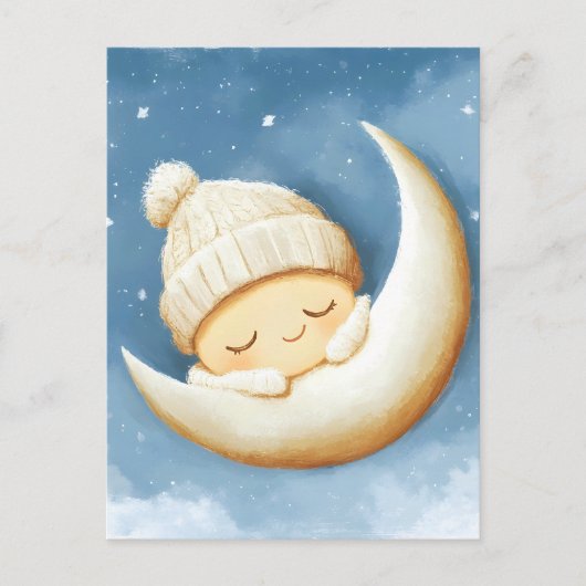 Gezellige Knit Nap Cresent Moon Feestdagenkaart (Voorkant)