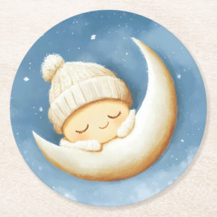 Gezellige Knit Nap Cresent Moon Ronde Kartonnen Onderzetter