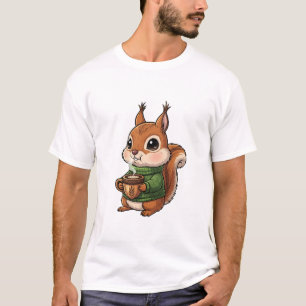 Gezellige Knuffelige Eekhoorn met Groene Gebreide  T-shirt