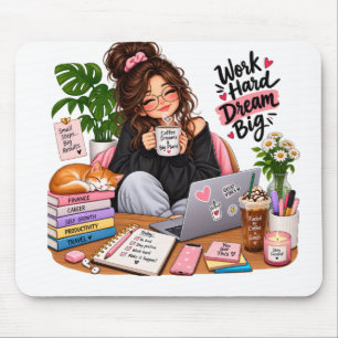 Gezellige koffie studerende meid – Werk hard, droo Muismat
