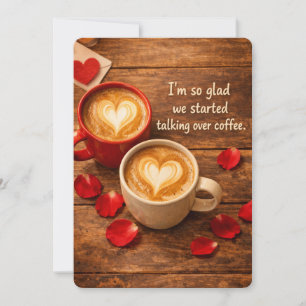Gezellige koffieafspraak eerste Valentijnsdag Feestdagenkaart