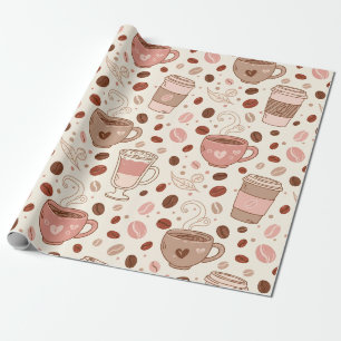 Gezellige koffiekopjespatroon (3) cadeaupapier