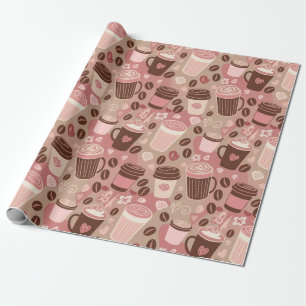 Gezellige koffiekopjespatroon (5) cadeaupapier