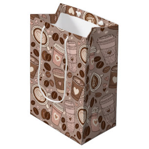 Gezellige koffiekopjespatroon (6) medium cadeauzakje