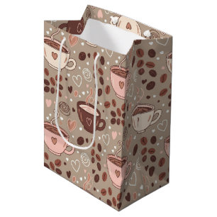 Gezellige koffiekopjespatroon (8) medium cadeauzakje