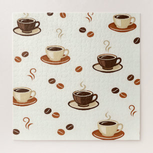 Gezellige koffiekoppen Naadloos patroon Legpuzzel