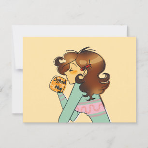 Gezellige koffiemeisenochtendillustratie briefkaart