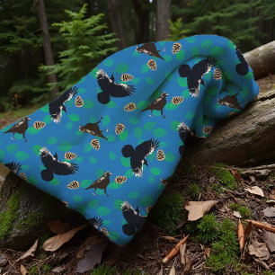 Gezellige kraaien in vlucht Woodland Forest Blue P Fleece Deken