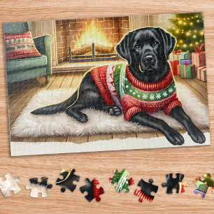 Gezellige Labrador Retriever Hond Kerstmis Puppy Legpuzzel