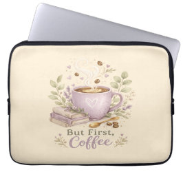 Gezellige Lavendel Waterverf Koffie Laptop Sleeve