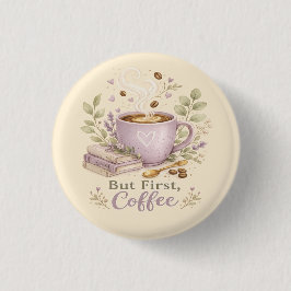 Gezellige Lavendel Waterverf Koffie Ronde Button 3,2 Cm