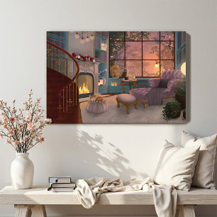 Gezellige lees sunset kamer muur canvas afdruk