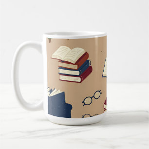 Gezellige leeshoek boekenpatroon koffiemok