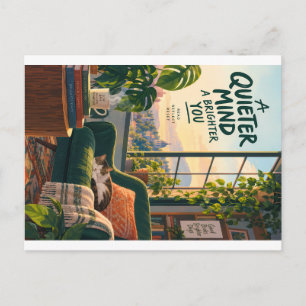 Gezellige leeshoek illustratie met vreedzame gedac feestdagenkaart