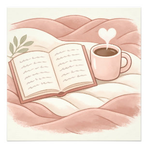 Gezellige Leesmijmering - Koffie- en Boekenliefheb Foto Afdruk